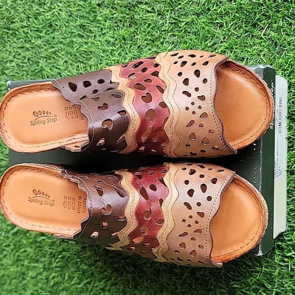 Spring Step Brown Wedge Peep Toe Sandles Size 11/42 - Picture 2 of 8